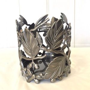 Bath & Body Pewter Candle Holder Fall Leaves